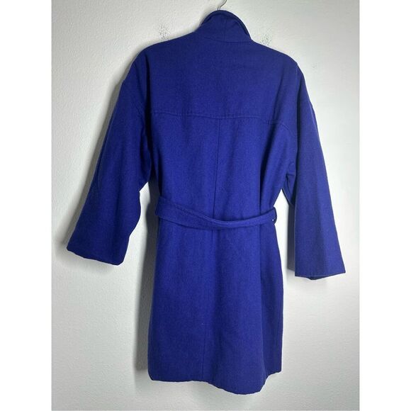 NARCISO RODRIGUEZ $130 Wool-Blend Cocoon Wrap Coat Cobalt Blue Sz M - Picture 4 of 10